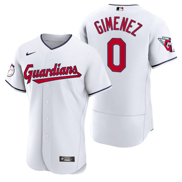 Mens Cleveland Guardians #0 Andres Gimenez Nike 2022 White Home Flex Base Authentic Player Jersey