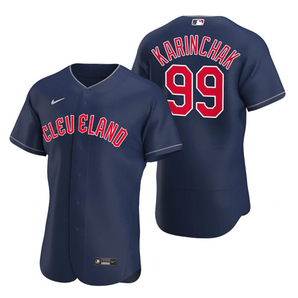 Mens Cleveland Guardians #99 James Karinchak Nike 2022 Navy Alternate Flex Base Authentic Player Jersey