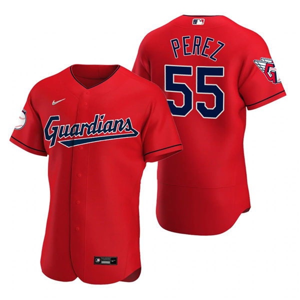 Mens Cleveland Guardians #55 Roberto Perez Nike 2022 Red Alternate Flex Base Authentic Player Jersey