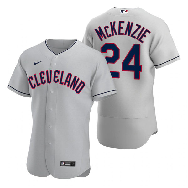 Mens Cleveland Guardians #24 Triston McKenzie Nike 2022 Grey Road Flex Base Authentic Player Jersey