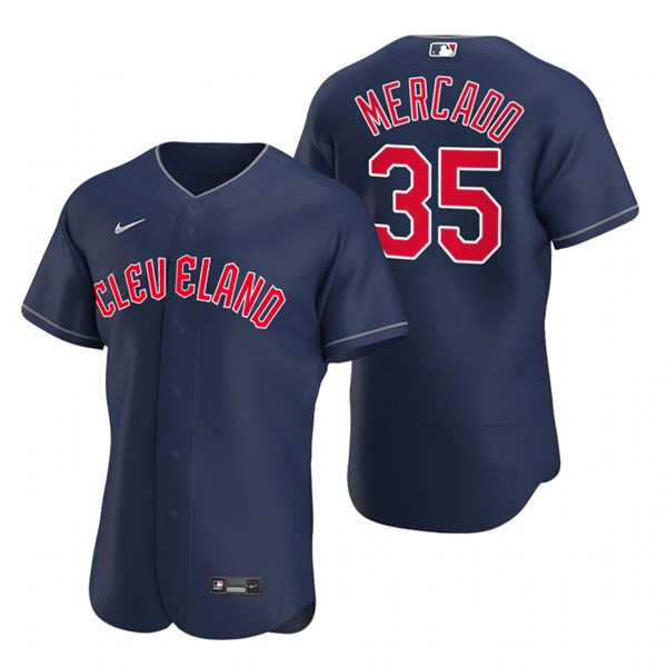 Mens Cleveland Guardians #35 Oscar Mercado Nike 2022 Navy Alternate Flex Base Authentic Player Jersey