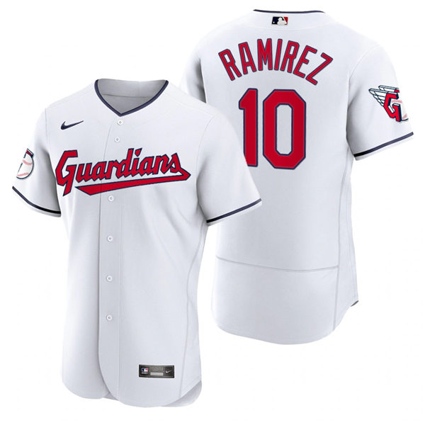 Mens Cleveland Guardians #10 Harold Ramirez Nike 2022 White Home Flex Base Authentic Player Jersey