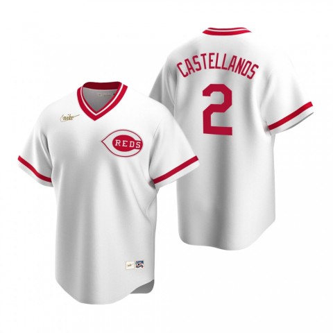 Mens Cincinnati Reds #2 Nicholas Castellanos Nike White Pullover Cooperstown Collection Jersey