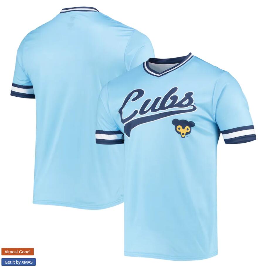Men's Chicago Cubs Stitches Blue Royal Cooperstown Collection V-Neck Team Color Jersey