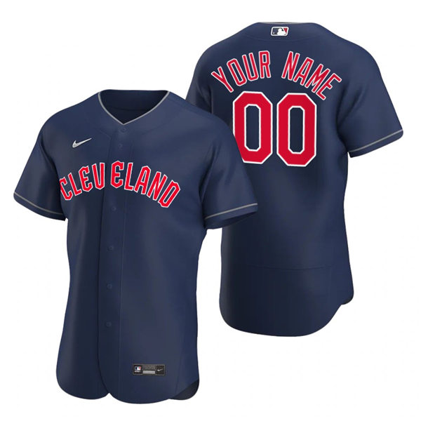 Mens Cleveland Guardians Custom Nike 2022 Navy Alternate Flex Base Authentic Jersey