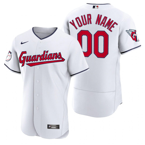 Mens Cleveland Guardians Custom Nike 2022 White Home Flex Base Authentic Jersey