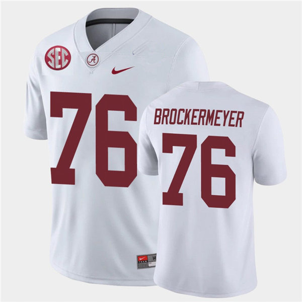 Mens Alabama Crimson Tide #76 Tommy Brockermeyer Nike White College Football Game Jersey