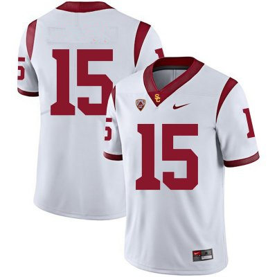 Mens USC Trojans #15 Drake London Nike White Without Name College Football Game Jersey