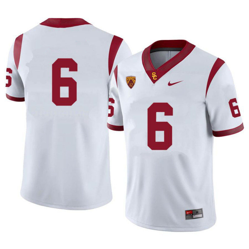 Mens USC Trojans #6 Vavae Malepeai Nike White Without Name College Football Game Jersey