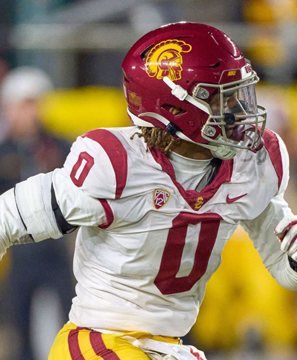 Mens USC Trojans #0 Korey Foreman Nike White Without Name College Football Game Jersey 