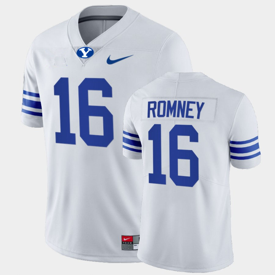 Men BYU Cougars #16 Baylor Romney Nike White College Football Game Jersey