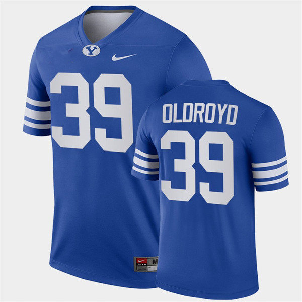 Men BYU Cougars 39 Jake Oldroyd Nike Royal College Football Game Jersey
