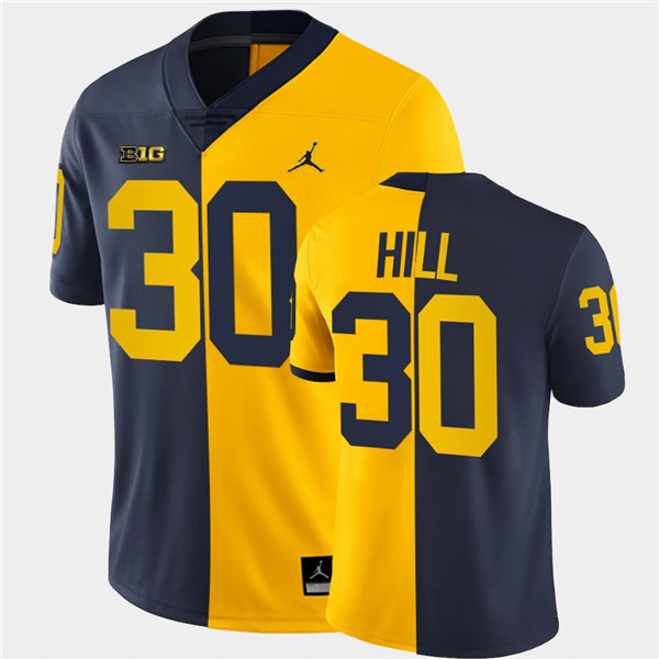 Men Michigan Wolverines #30 Daxton Hill Navy Maize Split Two Tone Football Jersey