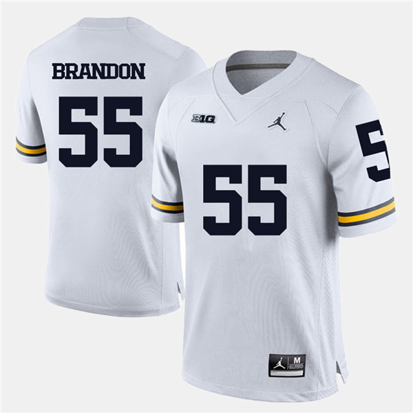 Men Michigan Wolverines #55 Brandon Graham White Jordan Brand College Football Game Jersey