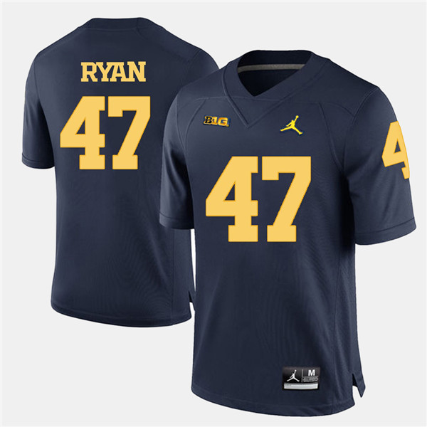 Men Michigan Wolverines #47 Jake Ryan Navy Jordan Brand College Football Game Jersey