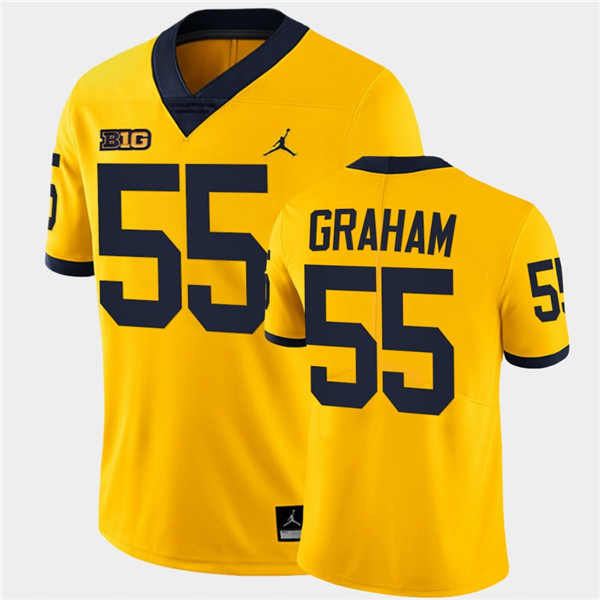 Men Michigan Wolverines #55 Brandon Graham Maize Jordan Brand College Football Game Jersey