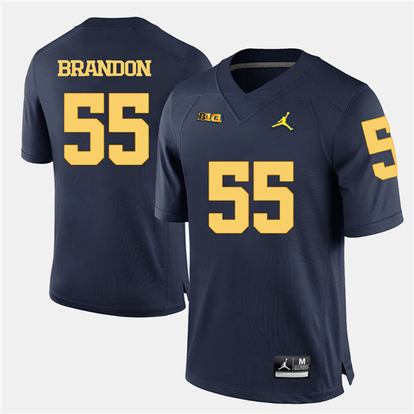 Men Michigan Wolverines #55 Brandon Graham Navy Jordan Brand College Football Game Jersey