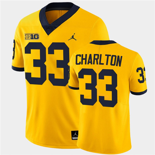 Men Michigan Wolverines #33 Taco Charlton Maize Jordan Brand College Football Game Jersey