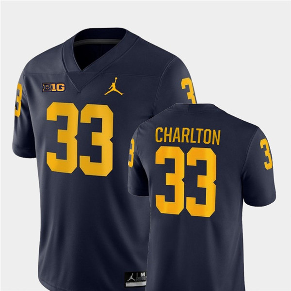 Men Michigan Wolverines #33 Taco Charlton Navy Jordan Brand College Football Game Jersey