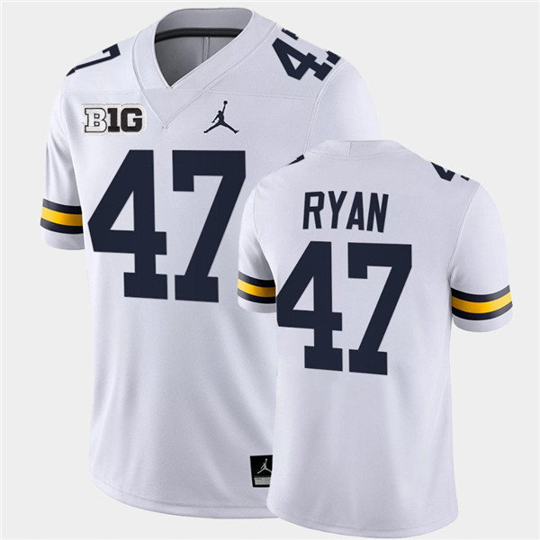 Men Michigan Wolverines #47 Jake Ryan White Jordan Brand College Football Game Jersey