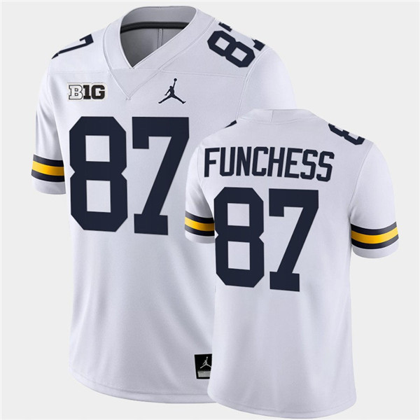 Men Michigan Wolverines #87 Devin Funchess White Jordan Brand College Football Game Jersey