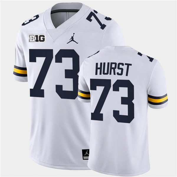 Men Michigan Wolverines #73 Maurice Hurst White Jordan Brand College Football Game Jersey