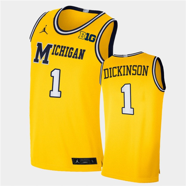 Mens Michigan Wolverines #1 Hunter Dickinson Maize Jordan Brand College Retro Basketball Limited Jersey