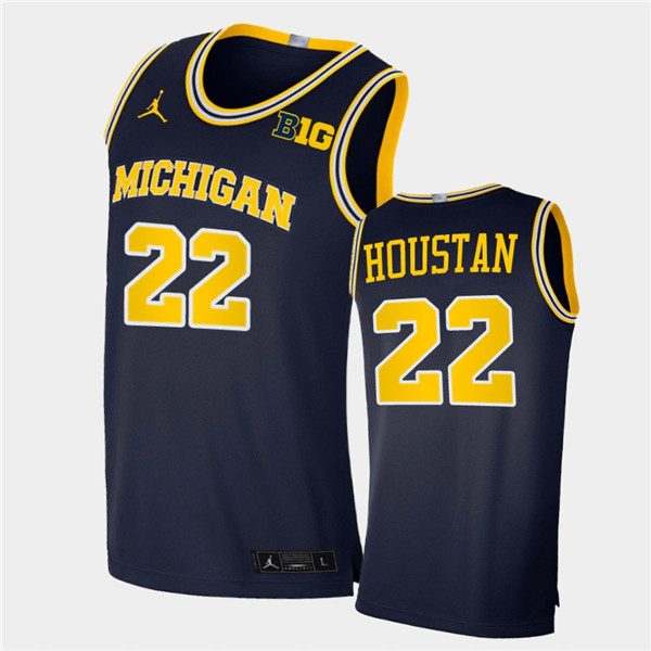 Mens Michigan Wolverines #22 Caleb Houstan Navy Jordan Brand College Basketball Game Jersey