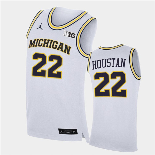 Mens Michigan Wolverines #22 Caleb Houstan White Jordan Brand College Basketball Game Jersey