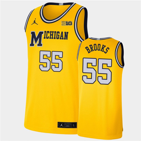 Mens Michigan Wolverines #55 Eli Brooks Maize Jordan Brand College Retro Basketball Limited Jersey