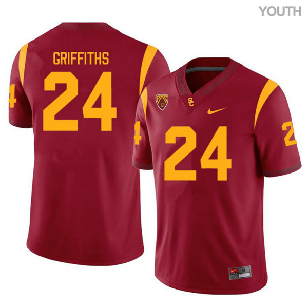 Youth  USC Trojans #24 Ben Griffiths Nike Cardinal Football Limited Jersey