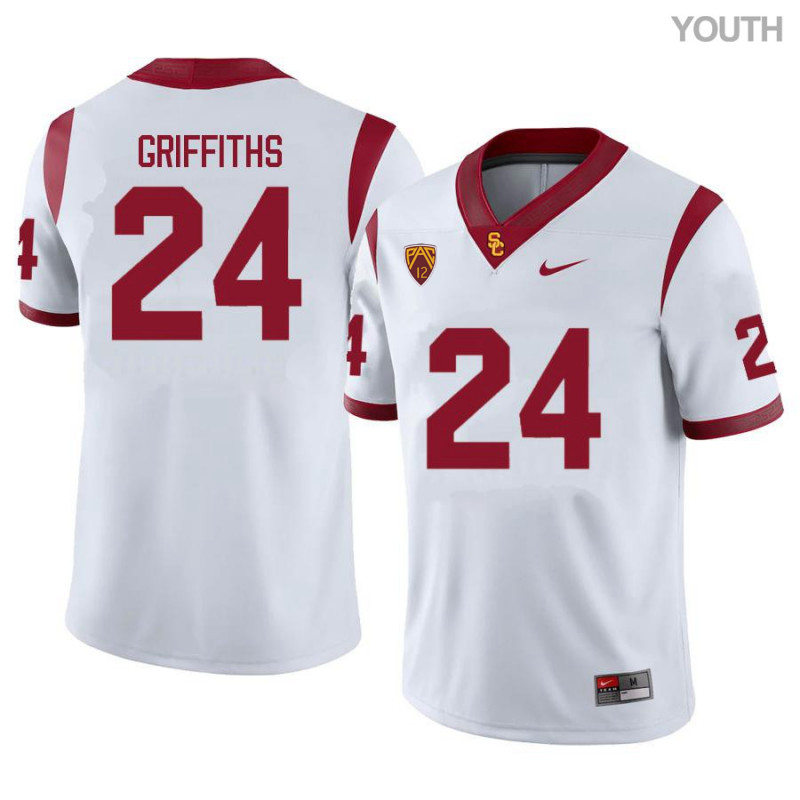 Youth  USC Trojans #24 Ben Griffiths Nike White Football Limited Jersey