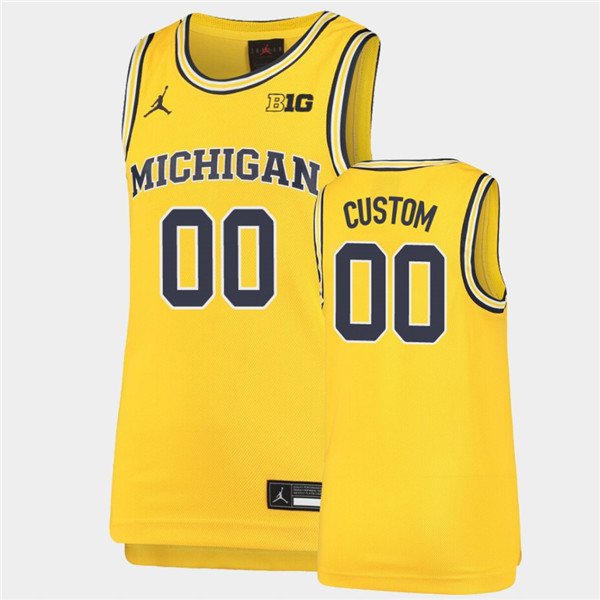 Mens Michigan Wolverines Custom Maize Jordan Brand College Basketball Game Jersey