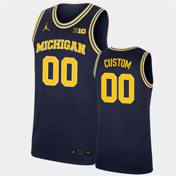 Michigan Wolverines Custom Navy College Basketball Game Jersey