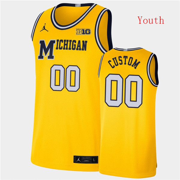 Youth Michigan Wolverines Custom Maize Retro College Basketball Limited Jersey