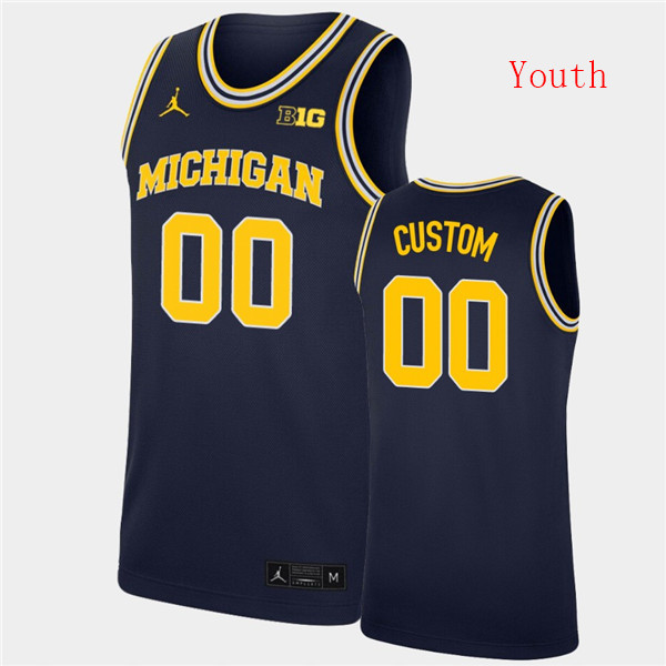 Youth Michigan Wolverines Custom Navy College Basketball Game Jersey