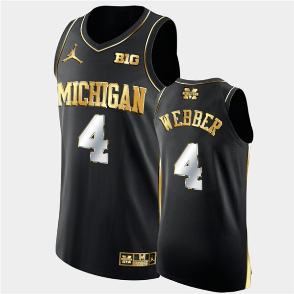 Mens Michigan Wolverines #4 Chris Webber Navy Jordan Brand College Basketball Game Jersey