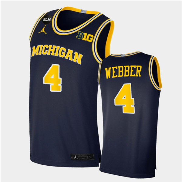 Mens Michigan Wolverines #4 Chris Webber Navy Jordan Brand College Basketball Game Jersey