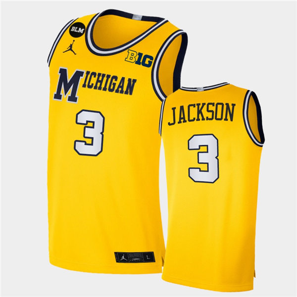 Mens Michigan Wolverines #3 Zeb Jackson Maize Jordan Brand College Retro Basketball Limited Jersey