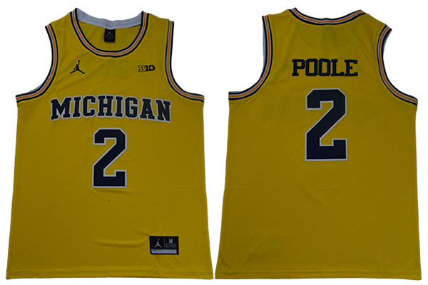 Mens Michigan Wolverines #2 Jordan Poole Maize Jordan Brand College Basketball Game Jersey
