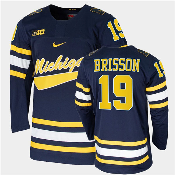 Mens Michigan Wolverines #19 Brendan Brisson Nike Navy College Hockey Game Jersey