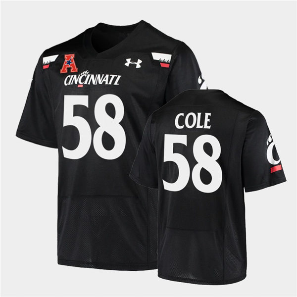 Mens Cincinnati Bearcats #58 Trent Cole Under Armour Black College Football Game Jersey