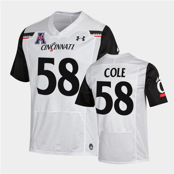 Mens Cincinnati Bearcats #58 Trent Cole Under Armour White College Football Game Jersey