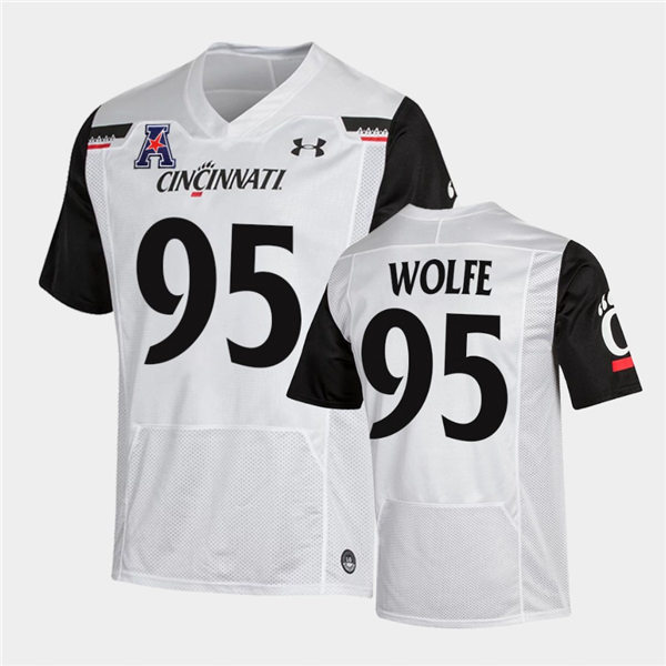 Mens Cincinnati Bearcats #95 Derek Wolfe Under Armour White College Football Game Jersey