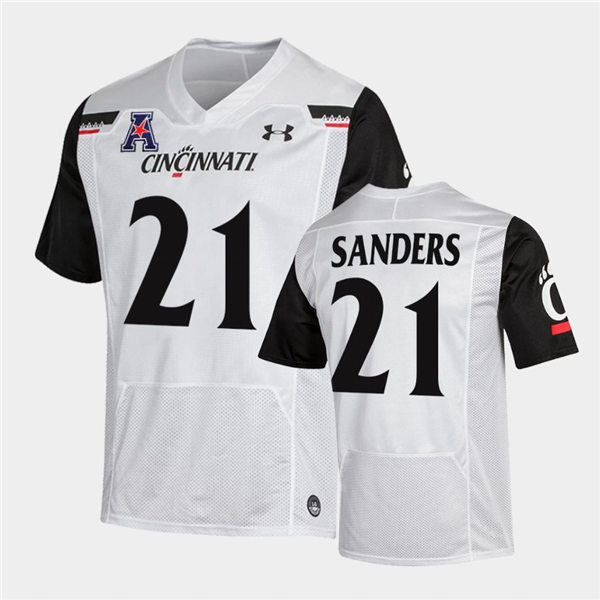 Mens Cincinnati Bearcats #21 Myjai Sanders Under Armour White College Football Game Jersey