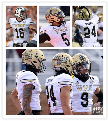Mens Youth Western Michigan Bronco Custom Adidas White Gold College Football Limited Jersey