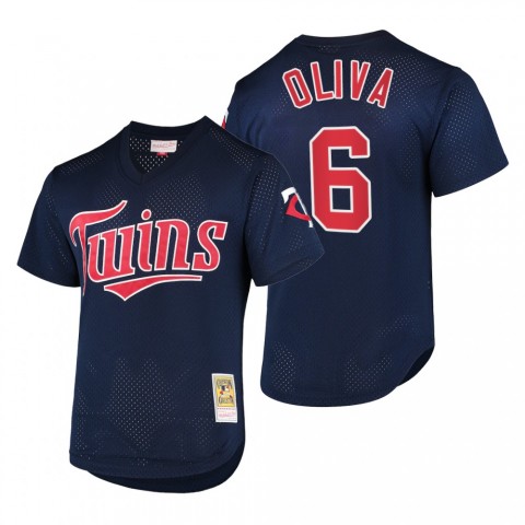 Men's Minnesota Twins Retired Player #6 Tony Oliva Navy Batting Practice Cooperstown Collection Jersey