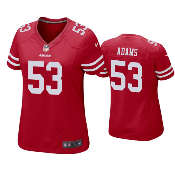 Womens San Francisco 49ers #53 Tyrell Adams Nike Scarlet Vapor Limited Jersey