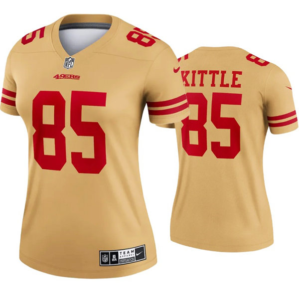 Womens San Francisco 49ers #85 George Kittle Nike Gold Inverted Limited Jersey