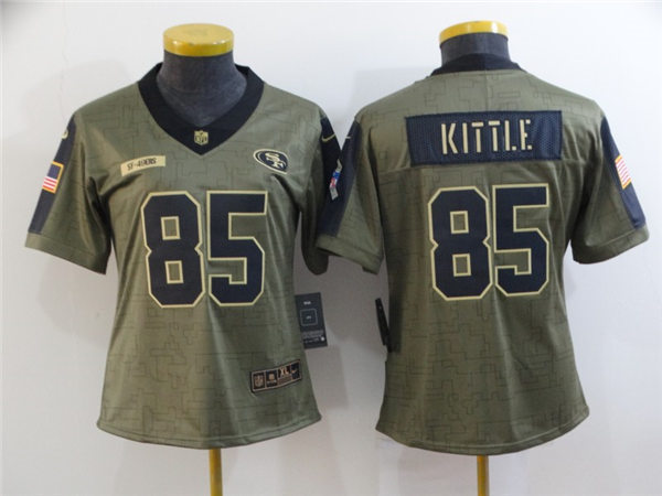 Womens San Francisco 49ers #85 George Kittle Nike Olive 2021 Salute To Service Jersey
